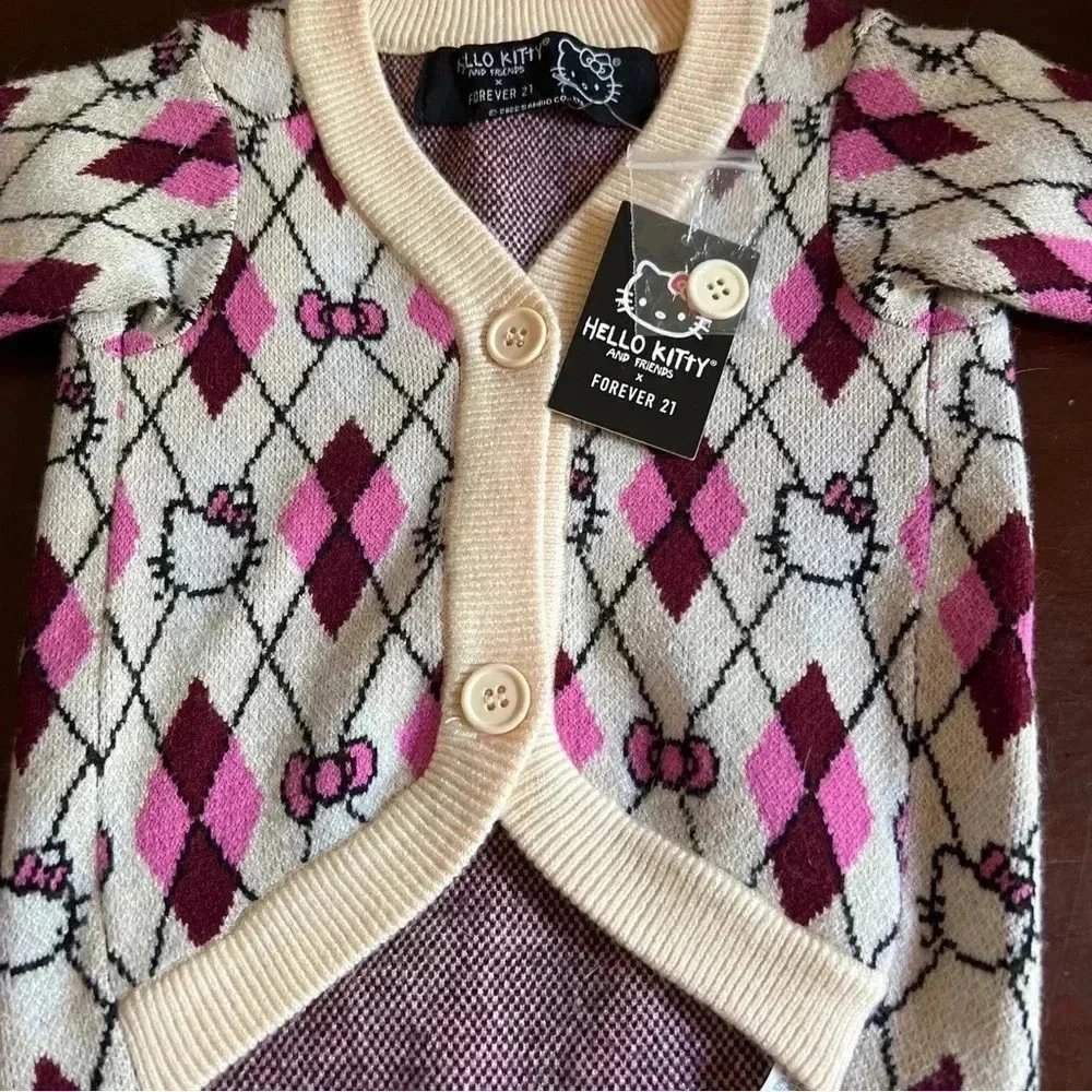 NEW SANRIO X FOREVER 21 Hello Kitty & Friends Argyle Pet Sweater M/L